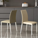 Stackable Leather Cushioned Metal Dining Chair Grey Image - 9