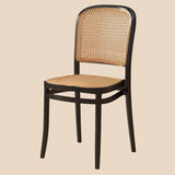 Stackable Natural Rattan Open Back Dining Chair Black Image - 10