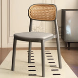 Stackable Natural Rattan Open Back Dining Chair Black Image - 21