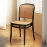 Stackable Natural Rattan Open Back Dining Chair Black Image - 9