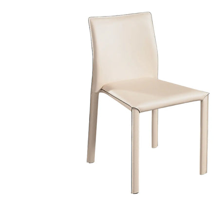 Stackable Square Leather Upholstered Dining Chairs Image - 2