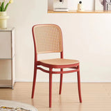 Stackable White Rattan Open Back Wood Dining Chair Image - 11