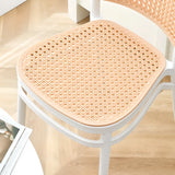 Stackable White Rattan Open Back Wood Dining Chair Image - 13