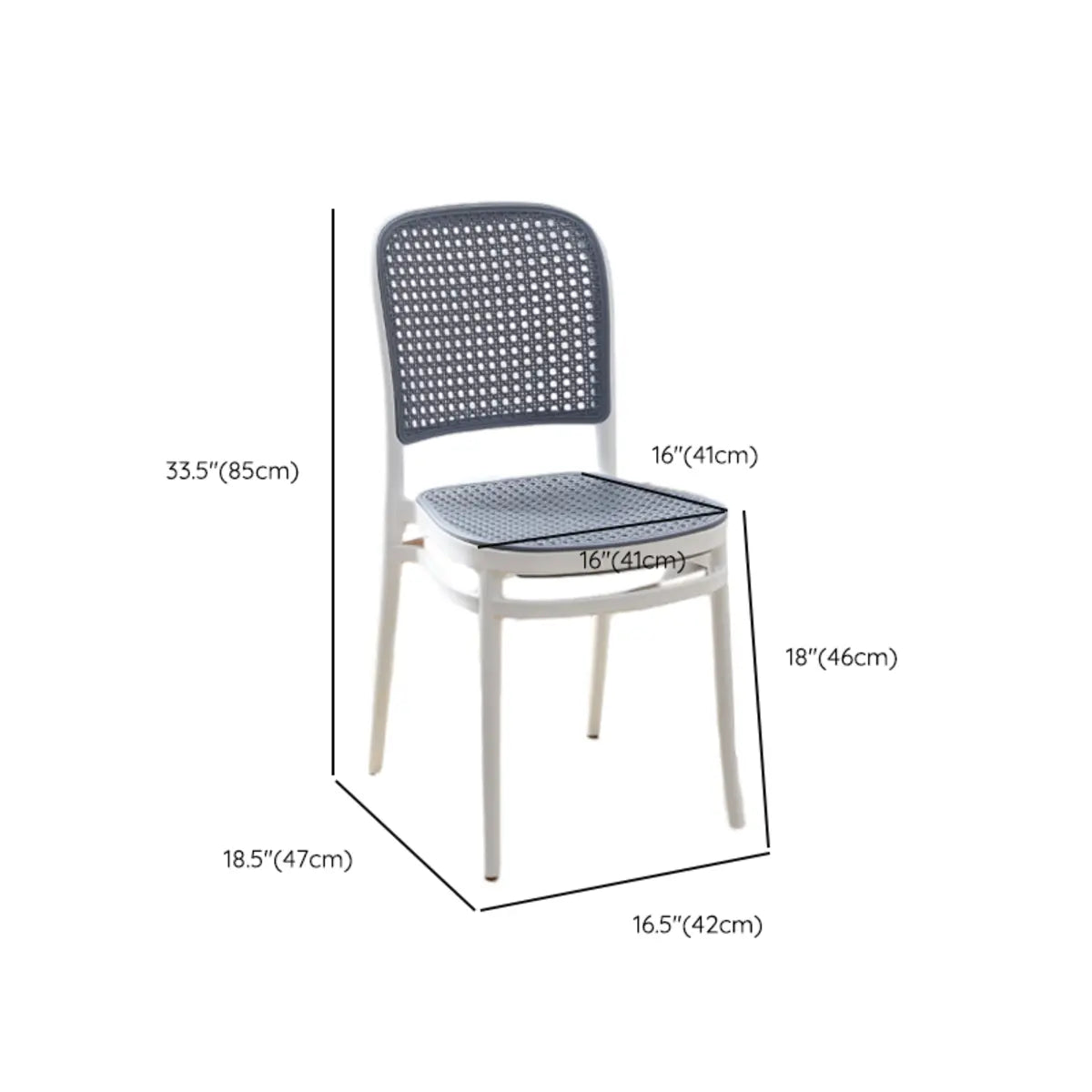 Stackable White Rattan Open Back Wood Dining Chair Image - 19