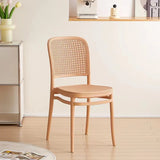 Stackable White Rattan Open Back Wood Dining Chair Image - 9