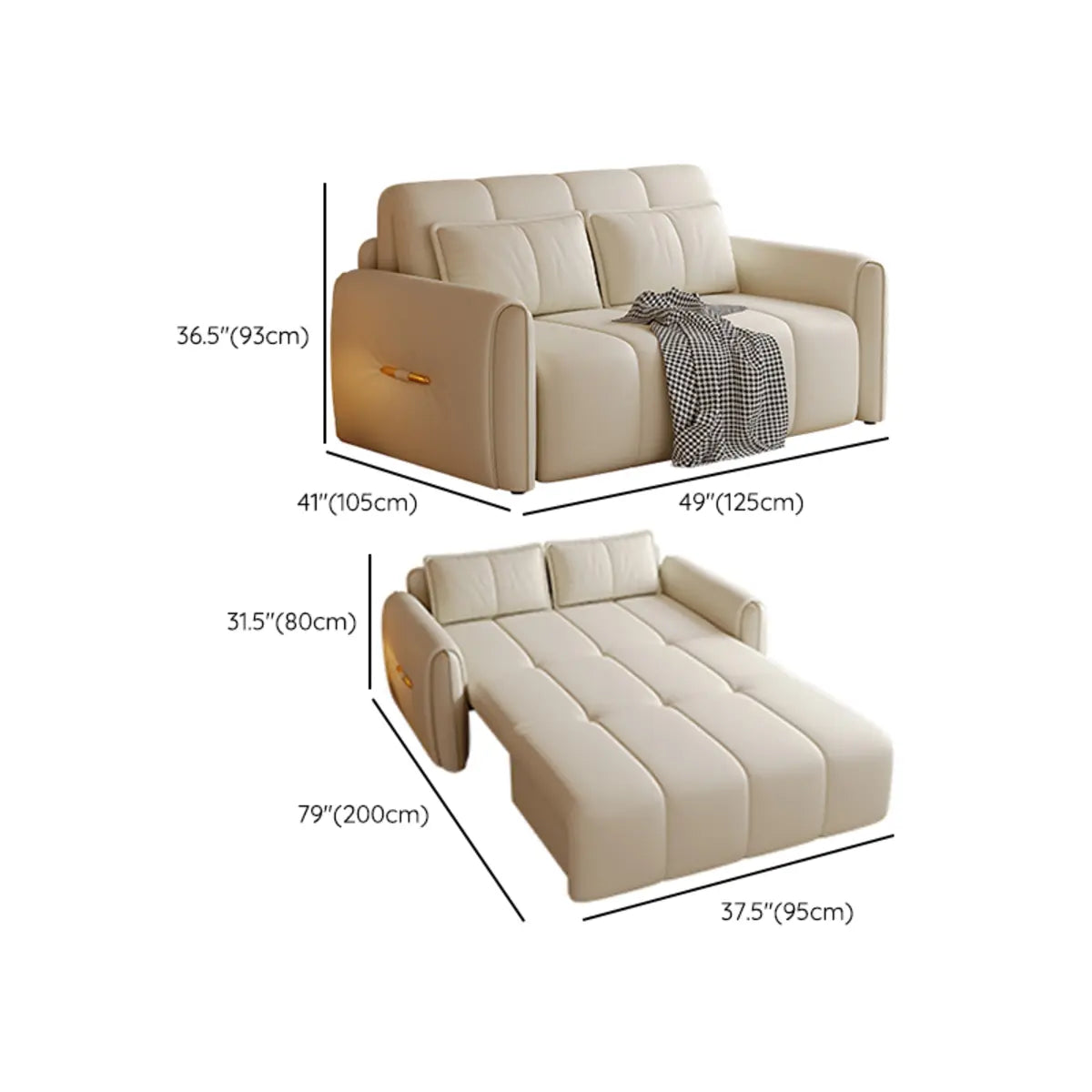 Stain Resistant Convertible White Queen Tufted Storage Futon Image - 10