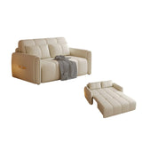 Stain Resistant Convertible White Queen Tufted Storage Futon Image - 2