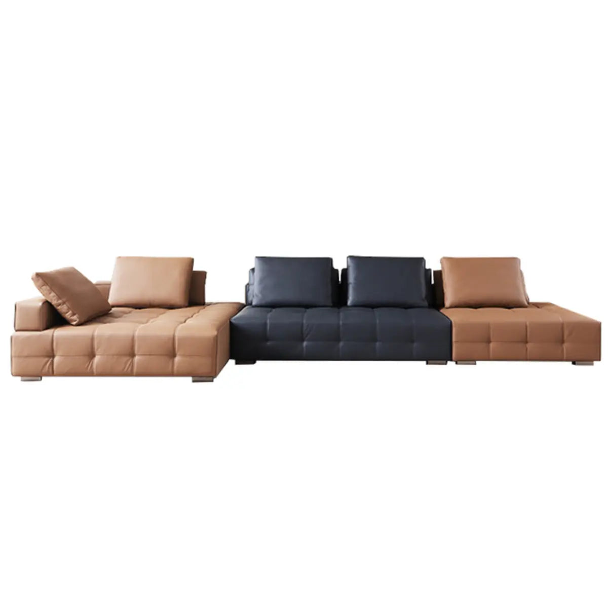 Stain Resistant Full Grain Cow Leather Corner Sectional Image - 5