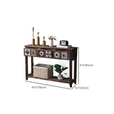 Stain Resistant Rectangular Wood Brown Storage Console Table Image - 34