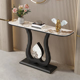 Stain Resistant Stone Black Metal Entryway Console Table Image - 3