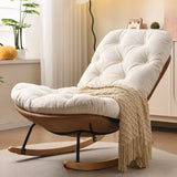 Stain Resistant Upholstered Tufted Wood Rocking Chair Image - 1