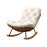 Stain Resistant Upholstered Tufted Wood Rocking Chair Image - 2