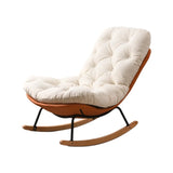 Stain Resistant Upholstered Tufted Wood Rocking Chair Image - 3