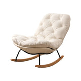 Stain Resistant Upholstered Tufted Wood Rocking Chair Image - 5