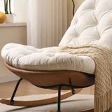 Stain Resistant Upholstered Tufted Wood Rocking Chair Image - 7