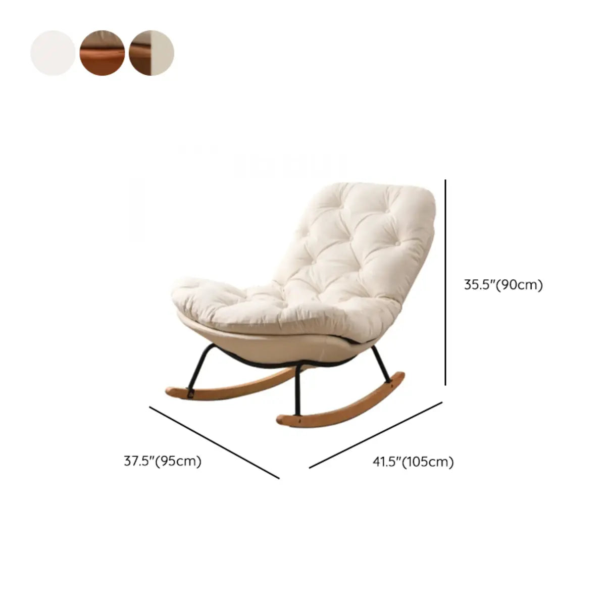 Stain Resistant Upholstered Tufted Wood Rocking Chair 