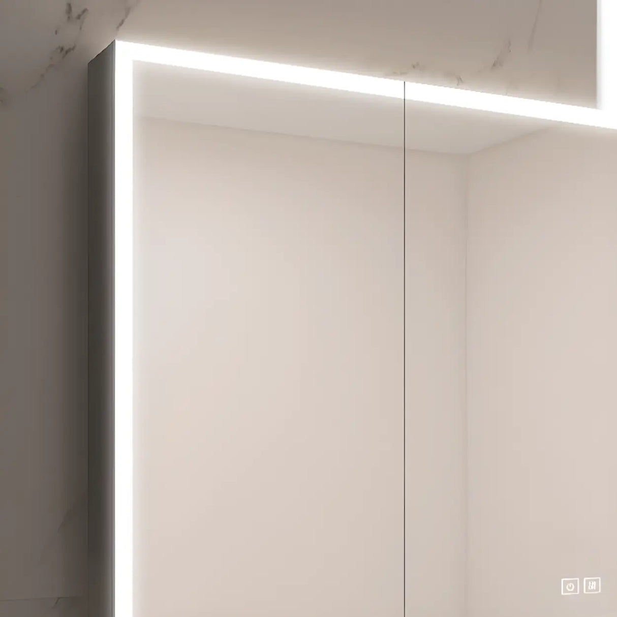 Stainless Frameless LED White Corner Medicine Cabinet Image - 10