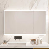 Stainless Frameless LED White Corner Medicine Cabinet Image - 4