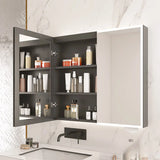 Stainless Frameless LED White Corner Medicine Cabinet Image - 7