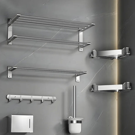 Stainless Steel Bathroom Hardware Set with Storage Racks Image - 1