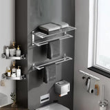 Stainless Steel Bathroom Hardware Set with Storage Racks Image - 24