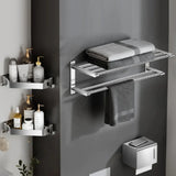 Stainless Steel Bathroom Hardware Set with Storage Racks Image - 27