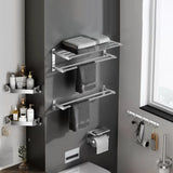 Stainless Steel Bathroom Hardware Set with Storage Racks Image - 28