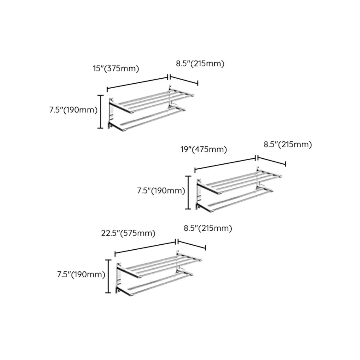 Stainless Steel Bathroom Hardware Set with Storage Racks 