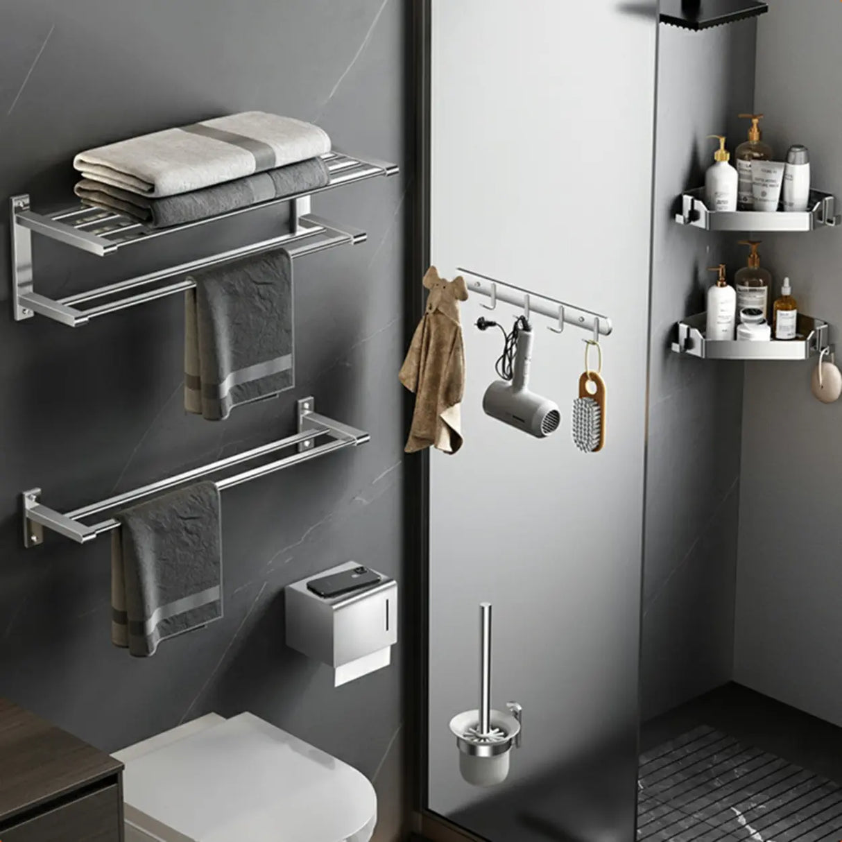 Stainless Steel Bathroom Hardware Set with Storage Racks Image - 4