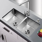 Stainless Steel Double Basins Drop-In Kitchen Sink Image - 1