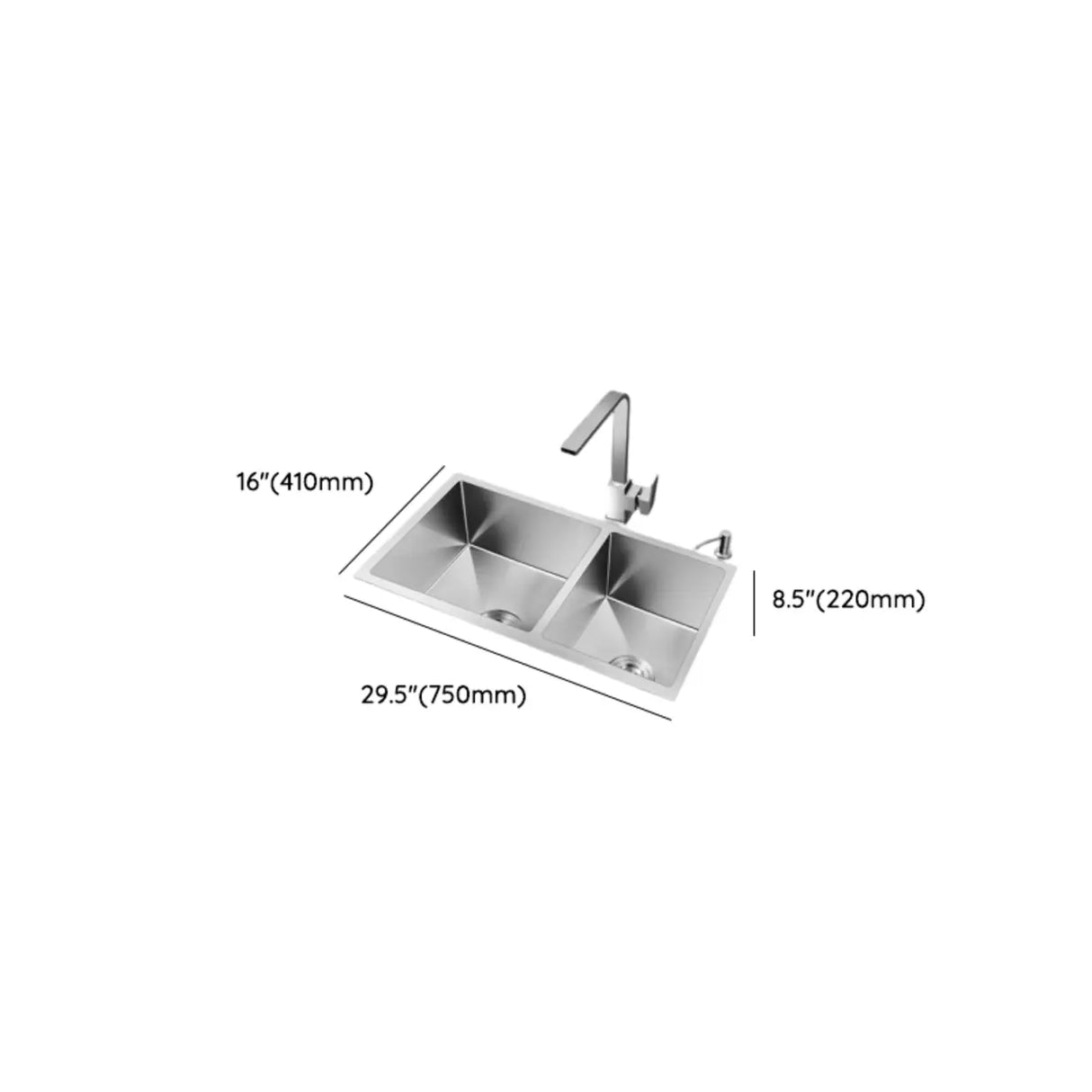 Stainless Steel Double Basins Drop-In Kitchen Sink Image - 15