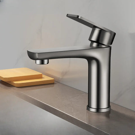 Stainless Steel Handle Included Grey Vessel Sink Faucets Image - 2