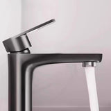 Stainless Steel Handle Included Grey Vessel Sink Faucets Image - 8