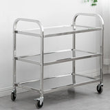 Stainless Steel Rolling Silver 3-Tier Storage Kitchen Cart Image - 1