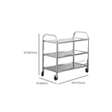 Stainless Steel Rolling Silver 3-Tier Storage Kitchen Cart Image - 10