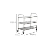 Stainless Steel Rolling Silver 3-Tier Storage Kitchen Cart Image - 9