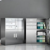 Stainless Steel Silver Double Door Office Storage Cabinet Image - 11