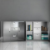 Stainless Steel Silver Double Door Office Storage Cabinet Image - 12