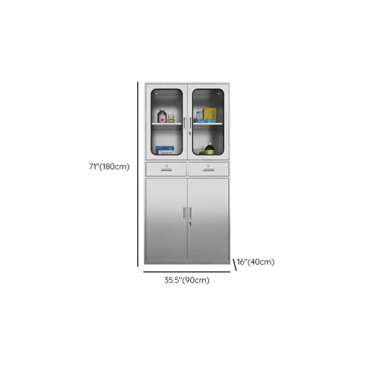 Stainless Steel Silver Double Door Office Storage Cabinet Image - 21