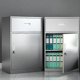 Stainless Steel Silver Double Door Office Storage Cabinet Image - 3