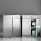 Stainless Steel Silver Double Door Office Storage Cabinet Image - 7