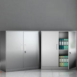 Stainless Steel Silver Double Door Office Storage Cabinet Image - 9