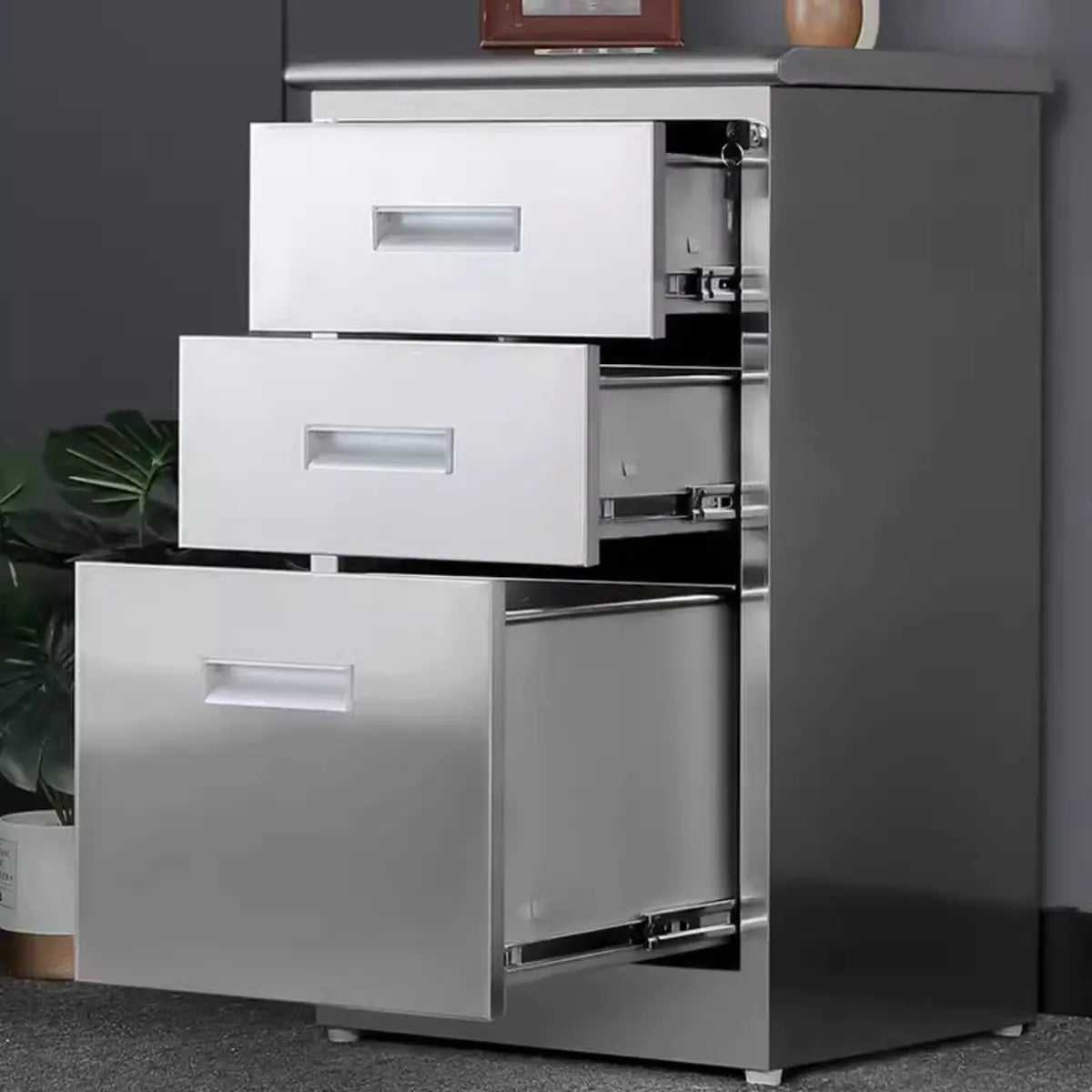 Stainless Steel Silver Office Document Storage Cabinet Image - 10