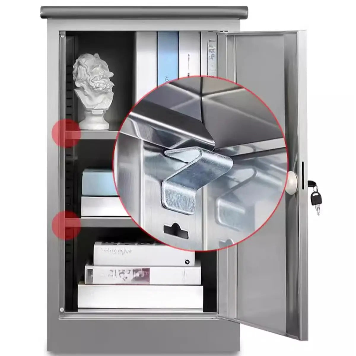 Stainless Steel Silver Office Document Storage Cabinet Image - 14