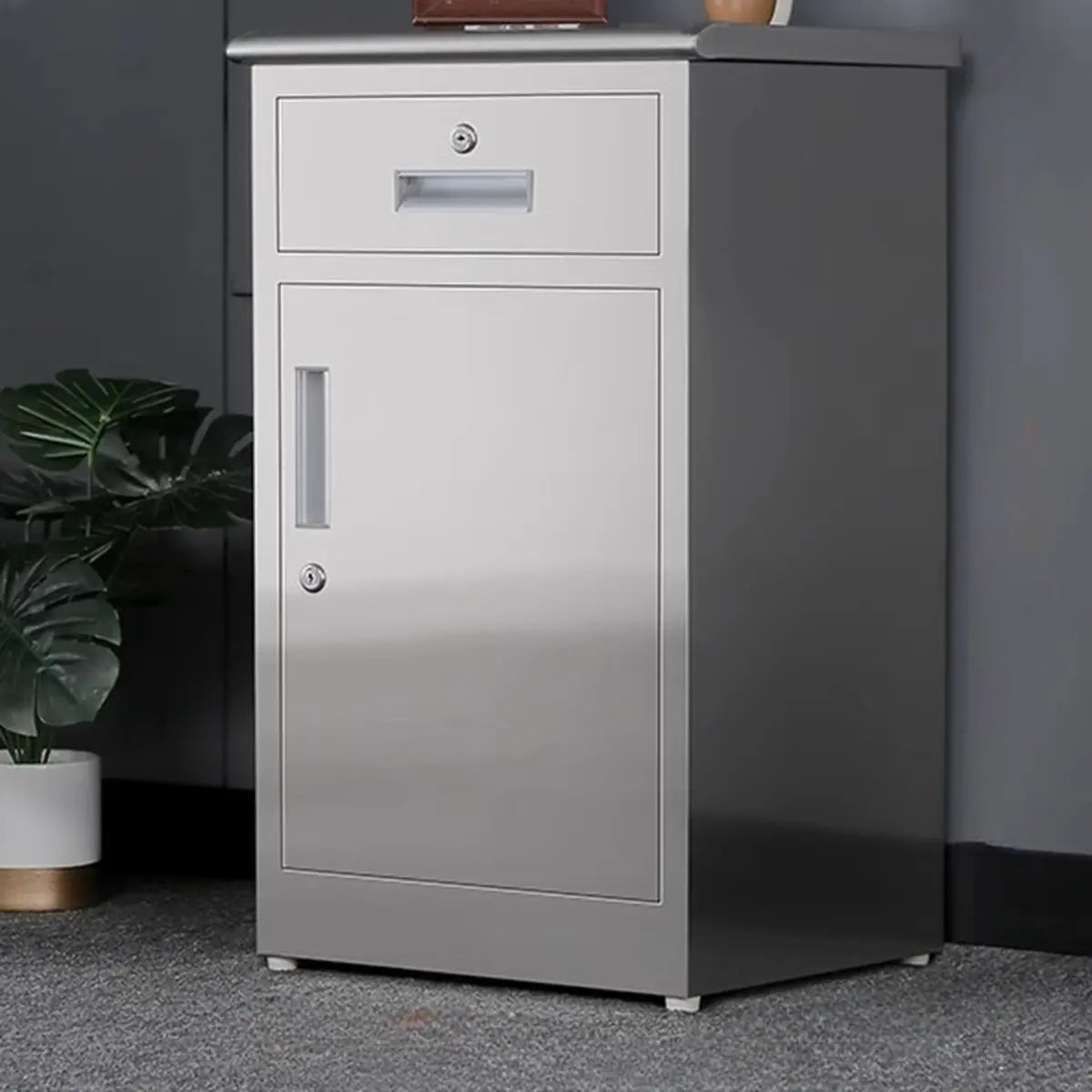 Stainless Steel Silver Office Document Storage Cabinet Image - 9