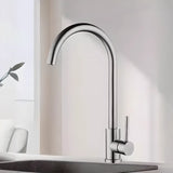 Stainless Steel Swivel Spout Supply Line Kitchen Faucet Image - 1