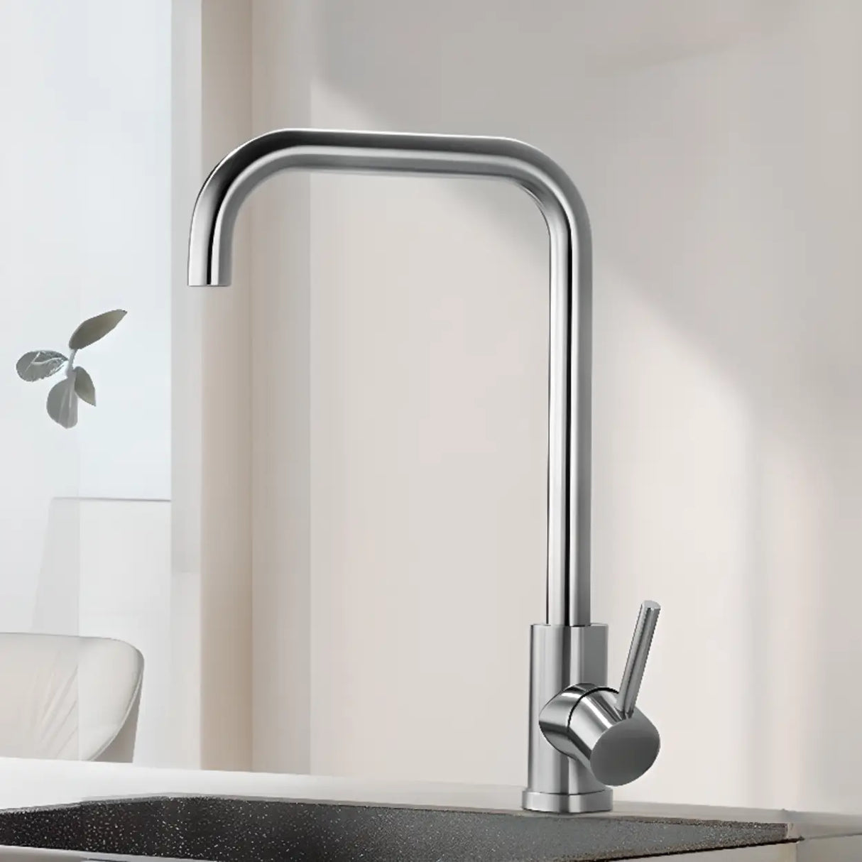 Stainless Steel Swivel Spout Supply Line Kitchen Faucet Image - 3