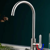 Stainless Steel Swivel Spout Supply Line Kitchen Faucet Image - 5