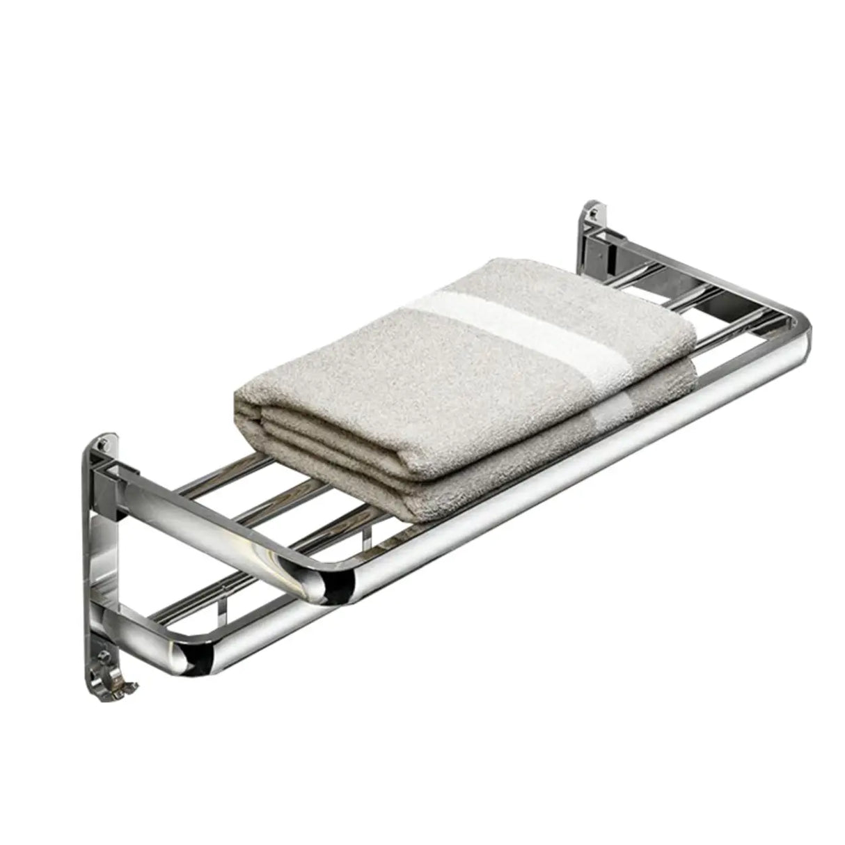 Stainless Steel Towel Rack Bathroom Storage Set with Hooks Image - 19