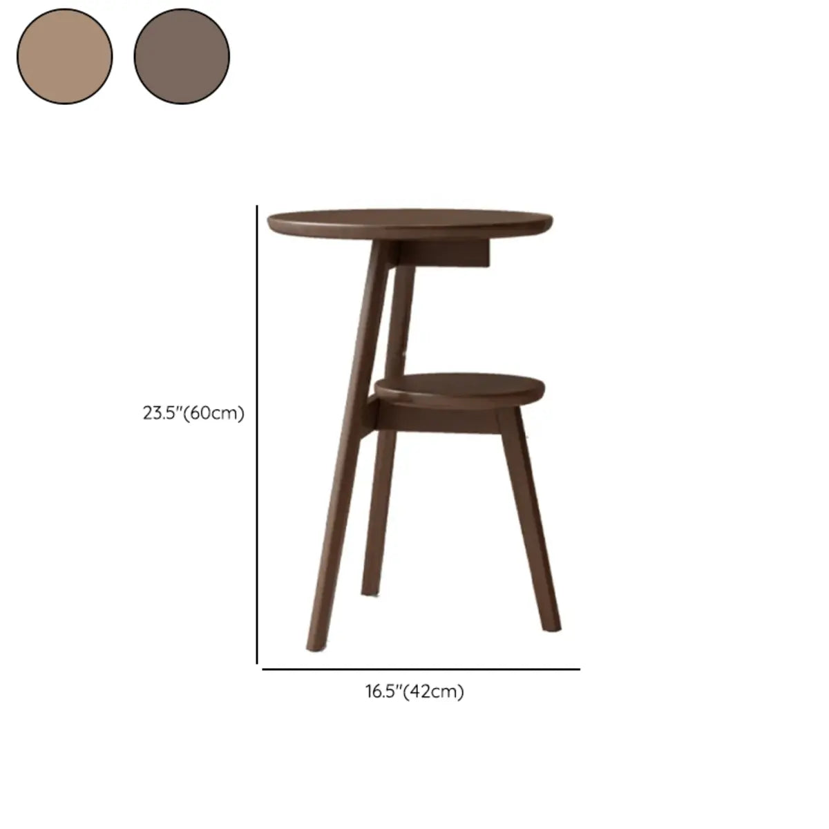 Standard Height Brown Tripod Base Wooden Round Side Table 